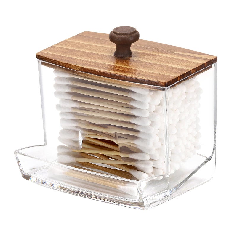 Tbestmax 10oz Qtip Holder Dispenser Big Clear Bathroom Container for Cotton Ball  Cotton Swabs  Floss - Bathroom Organizer Accessories for Storage - Image 1
